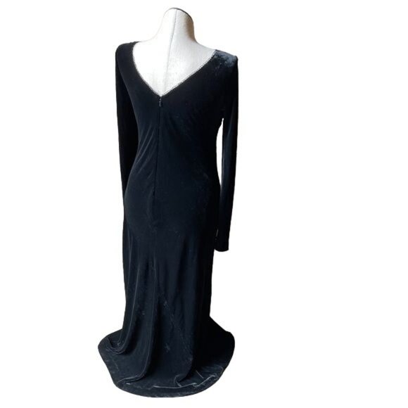NWT 90’s Vintage $495 DKNY Bergdorf Goodman Black Velvet Beaded Gown Silk Blend - Picture 5 of 13